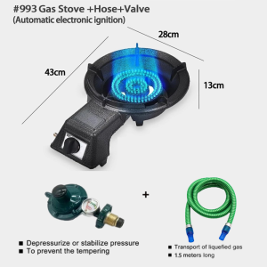 Heavy Duty Single Burner Gas Stove with Regulator and Hose Thickened Cast Iron Gas Stove Automatic Ignition Desktop Gas Stove Burner #773