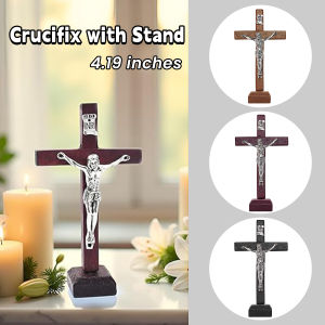 Crucifix Wall Cross Wooden Cross With Stand Jesus Cross Decor 1Pc