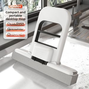 CREATIVE PAVILION mini Chổi lau bàn gấp gọn Dụng cụ lau bàn Bền bỉ Chổi lau nhỏ tiện lợi cho máy tính để bàn  Sử dụng ướt và khô Mop bọt biển thấm hút