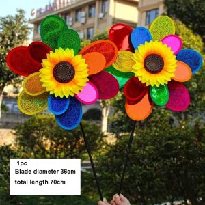 UNMEGONI Multistyles Sunflower Windmill Turntable Glitter Colorful Double-layer Turntable Rotating Sunflower High Quality PVC Garden Yard Wind Spinner Outdoor Party Picnic Decor