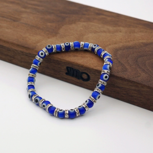 Wishing Elastic Rope Chain Bracelet Blue Evil Eyes Round Glass Beads Bracelet Unique Couple Bracelets for Women