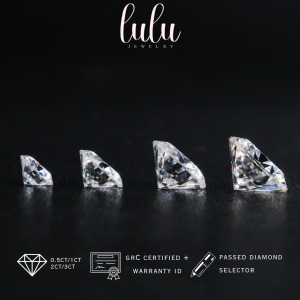Lulu Moissanite Jewelry - Batu Permata Moissanite 1 Carat - Round Cut Moissanite Gemstone 0.5CT/1CT/2CT/3CT Sertifikat GRA