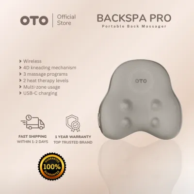 OTO Back Spa Pro BS-330P | 4D Kneading Massage Cushion | Multi-Zone Neck/Back/Waist | Red-Light Heat | Wireless | Washable Cover