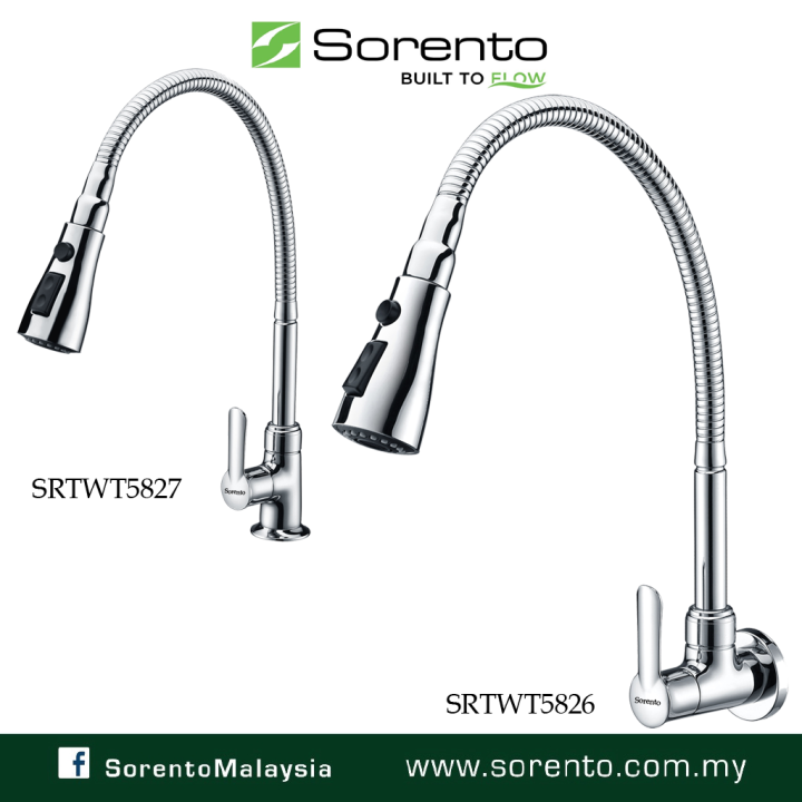 SORENTO Flexible hose swivels 360 degrees Kitchen Faucet Pillar Mounted