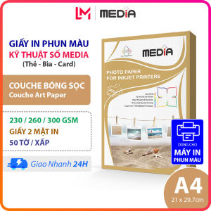 Giấy In Ảnh Mỹ Thuật Media A4 Couche Bóng Sọc 2 Mặt In Có Nhiều Địng Lượng 50 Tờ Inkjet Couche Art Paper Giấy In Phun Màu Mỹ Thuật