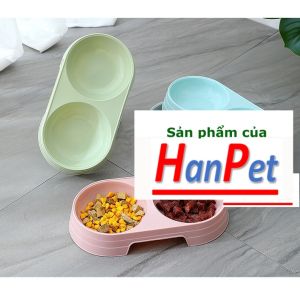 Bát ăn chó mèo nhỏ - bát nhựa đôi 2 ngăn tròn
