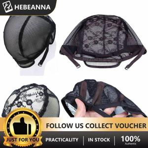 hebeanna ลูกไม้ตาข่ายเต็มวิกผมหมวกผมตาข่ายทอผ้าหมวกสำหรับการทำวิกผมปรับสายรัด