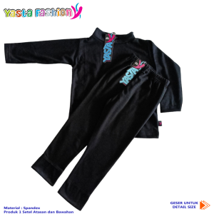 Baju Setelan Anak Manset Inner dan celana Legging warna Hitam -Yasta Fashion