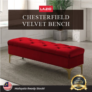 Ready Stock In Malaysia Luxury Living Room Furniture Chesterfield Sofas Bench Chair Gold Metal Leg Velvet Sofa Bench Modern Design Couch | L120 x 43.2 x 38cm |Perfect for Cafe Restaurant Living home Bedroom Hotel Showroom Meeting Room Airbnb - Lazada
