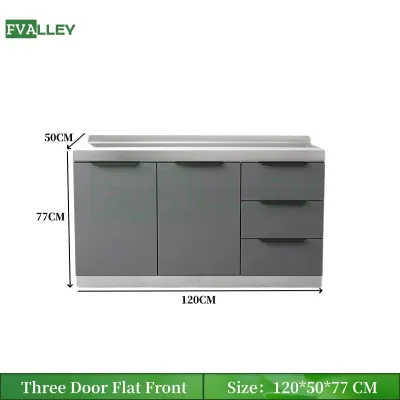 FVALLEY Stainless Steel Kitchen Cabinet Gas Stove Cabinet Sink Cabinet Combined Cupboards