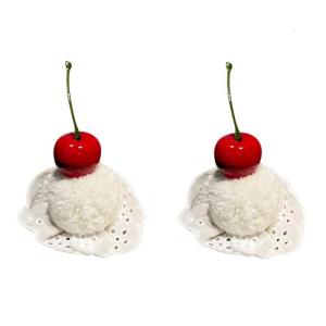 Plush Creamy Cherry Cake Hair Clip For Women Girls Soft Polyester Metal Hair Accessory For School Party Daily Use