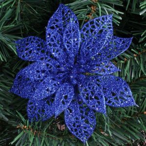 BLACKON New 15cm Party Christmas Glitter Hollow Flowers Xmas Tree Decorations