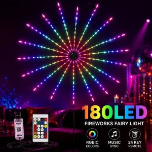 Firework LED Lights Remote App Control Music Sound Sync RGB Strip Lights Party Room Christmas Decor