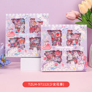 O-KAY 100pcs Stiker Akun Tangan Grosir Anak-anak Kartun Tahan Air Akun Bahan Stiker Kotak Hadiah Stiker