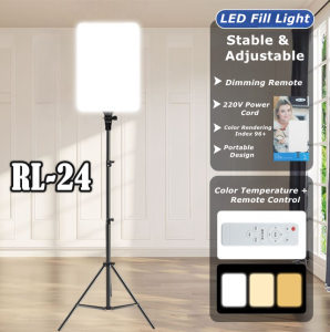 Fill Light 24" Inch LED Panel Video With Tripod Stand Photography Light For Vlogging Makeup Photography Studio Lighting