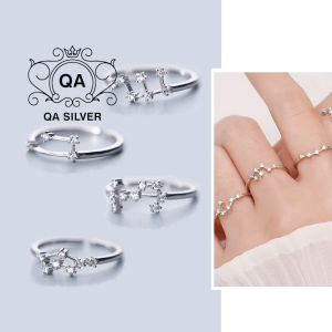 Nhẫn bạc 925 đính đá 12 cung hoàng đạo nam nữ chòm sao S925 HOROSCOPE ZODIAC QA SILVER Ring RI200401