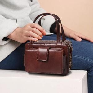 Cobbler Legend Double Zipper Women Genuine Leather Handbags Bags for Women Famous Brands Designer Crossbody Bags Vintage