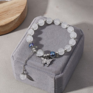 Mắt mèo Opal ánh trăng Vòng đeo tay pha lê đàn hồi Vòng Tay Bướm linh hoạt trang sức thời trang