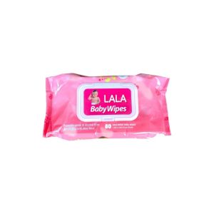 ทิชชู่เปียกห่อใหญ่ Lala Baby wipes 1ห่อ 80 แผ่น กระดาษทิชชู่เปียกทำความสะอาด