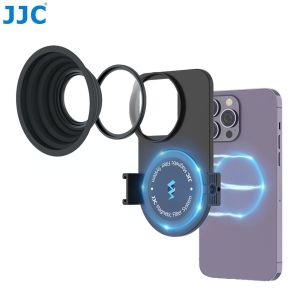 JJC Magnetic Magsafe Lens Filter Adapter for MagSafe Apple iPhone 16 15 14 13 Pro MaxCellphone 49mm Lens Filter Bracket with Silicone Lens Hood and MagSafe Case