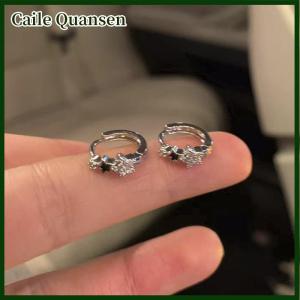 Caile Fashion Retro Zircon Pentagram Ear Buckle Earring Trend Simple Star Hoop Earrings For Women Girls Aesthetic Jewelry Gifts