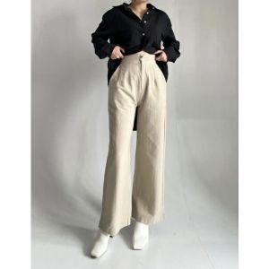 Celana Panjang Cewek Kulot Highwaist Linen Celana Panjang Wanita Kulot OOTD Ala Selebgran Viral Kekinian Kulot Korean Style Terbaru