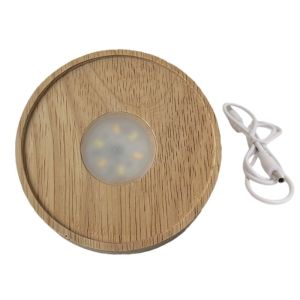 FDO0009 Round Wooden LED Light Base Multicolor INS USB Display Night Lamp Holder Crystal Ball Base Ornaments Rechargeable Lamp Holder Home Decor