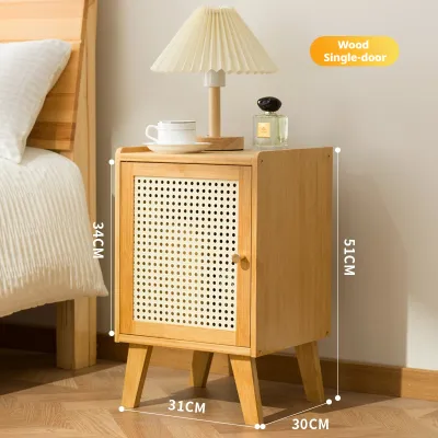 AF HOME Bamboo bedside table minimalist Rattan weaving Mini Sofa Side Table Bedroom Bedside Table Furniture