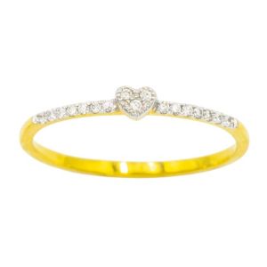 Happy Jewelry แหวนหัวใจเล็ก ฝังเพชรบ่าข้าง ❤️ ทองแท้ 9k 37.5% เพชรเกสร ME920