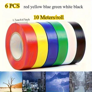 6pcs PVC Electrical Tape High Temperature Resistant Fireproof Waterproof Insulation Tape Suitable for Indoor and Outdoor Use