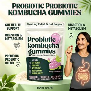 Women’s Probiotic Kombucha Gummies Gut Health Digestive Balance Immune Support Vegan Berry Gummies