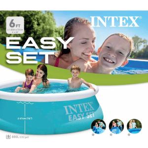 INTEX 28110EASY SET Pool 244 x 76cm Large Size Inflatable Swimming Pool Family Round Shape Circular Pool (NP122)