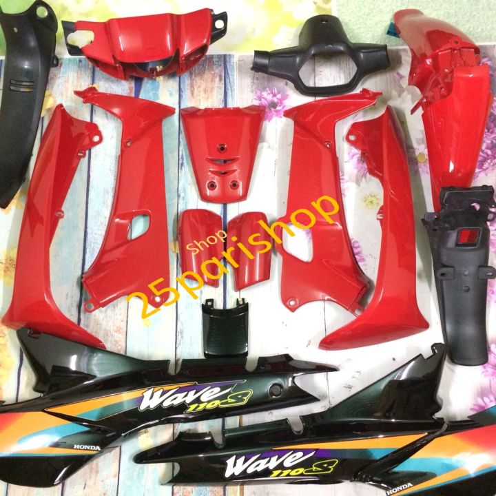 Dàn áo xe Wave ZX- wave nhỏ 110   màu Đỏ đen - nhựa ABS LOẠI cao cấp  cho dân độ xe bền màu