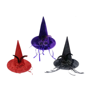 Halloween Hats Color Rose Velvety Witch Hat With Detailed Perfect For Themed Parties And Cosplays Hat