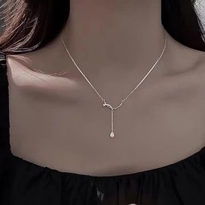 s925 Pure silver water drop necklace for women new design with a touch of luxury ins Minimalist and elegant pendant collarbone chain