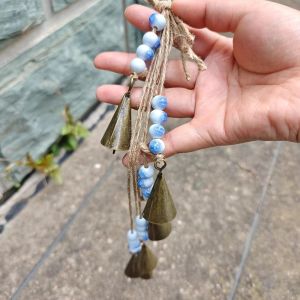 RIRIANN Vintage Bohemia Wind Chime Multicolored Handmade Hanging Pendant Unique Ceramic Bead Wall Mounted Wind Chime Garden Decor