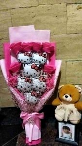 paket bucket bunga + thropy boneka FREE karyu ucapan || paket kado hadiah ultah wisuda anniversary wedding