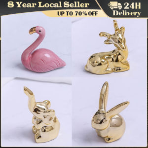 ❤️【Same Day Delivery】【Ceramics】Nordic Gold Bunny Easter Decoration Cute Miniature Item Table Art Animal Desk Ornament Ceramic Statue Kawaii Room Decor for Home ZJJ-Ceramic-Animal