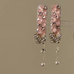 MillionGrid Inlaid Rhinestone Bow Tassel Hair Clip For Women Temperament Sweet Hairpin High-end Side Bangs Clip Fashion Hair Accessories