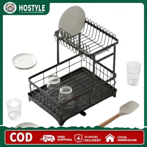 42×30CM Thickened Carbon Steel Dish Drainer Organizer Non-Slip for Bowls Cutlery Kitchen Counter