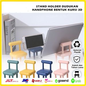 Stand Holder Hp Model Kursi 3D / Universal Dudukan Penyangga Handphone Model Bangku Mini / Docking Sandaran HP Tablet Warna Warni Pastel Bisa Untuk Dekorasi Ruangan Cute Phone Holder Standing Smartphone Unik Lucu