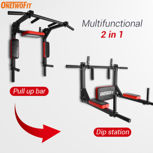 OneTwoFit Multifunctional Wall-mounted Pull-up Bar Mandibular Bar Fitness Dipping Rack Training Equipment Heavy Duty Wall Horizontal Bar Suitable for Indoor Home Gym Exercises OT126