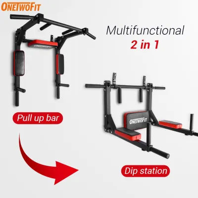 OneTwoFit Multifunctional Wall-mounted Pull-up Bar Mandibular Bar Fitness Dipping Rack Training Equipment Heavy Duty Wall Horizontal Bar Suitable for Indoor Home Gym Exercises OT126