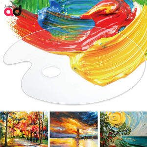 จานสีอะคริลิค โปร่งใส จานสีรูปไข่ จานสีพลาสติก ถาดผสมสี ทำความสะอาดง่าย Painting Palette