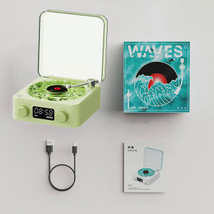Waves Vinyl Player Bluetooth Speaker With White Noise R Turntable Speaker Sleep Aid Vitrola Shaped Speaker With RGB Light