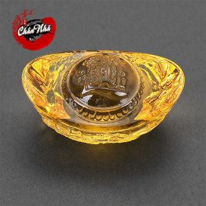 Thỏi vàng phong thủy kim nguyên bảo thủy tinh size lớn 10cm trang trí nhà cửa