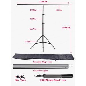 68x50cm/150x200cm ขาตั้งฉากตัว T โครงฉากสตูดิโอ Photography Background Backdrop Stand Kits