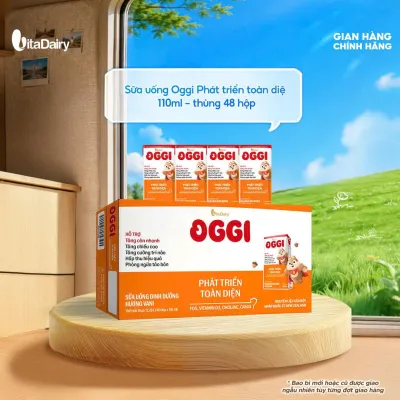 (HSD T3-2027) (MẪU MỚI) Thùng 24/ 48 Hộp Sữa Bột Pha Sẵn Oggi Phát Triễn Toàn Diện Hương Vani 110ml.