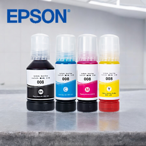 EPSON Ink หมึกกันน้ำทุกสี 008 BK C M Y ใช้งานกับเครื่องรุ่น EPSON L6560 L6570 L6580 L15150 L15160(ไม่มีกล่อง)