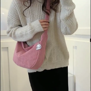 2023 NEW Dumpling Bag Corduroy Shoulder Bags for Girl Teen Student Casual Fashion Trendy Bag Versatile Crossbody Bags